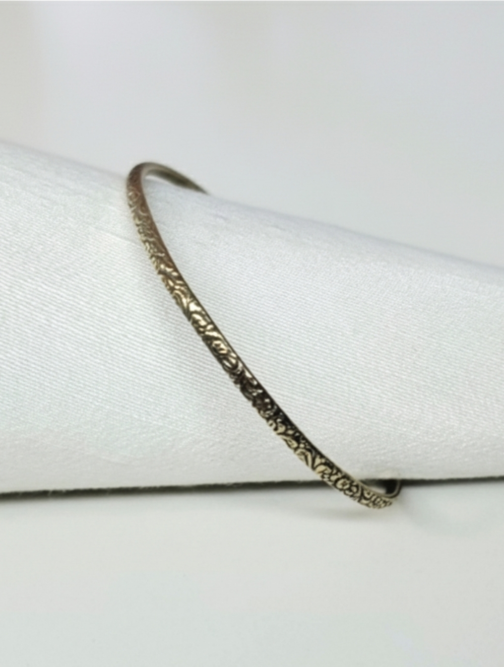 Floral 8.5" Sterling Silver 925 Bangle Bracelet Vermil Gold Plated Vintage Art